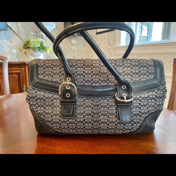 COACH- Navy blue signature canvas purse - Picture 3 of 6